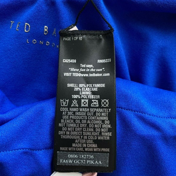 Ted Baker Womens Halter One Piece Swimsuit Bright Blue M Medium Size 3 - Picture 6 of 6